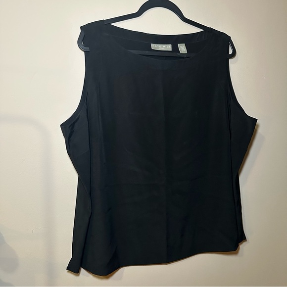 Kate Hill Classic Closet Staple Black Sleeveless Silk Elevated Basic TankTop 22W - Picture 4 of 16